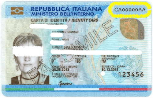 Numero della carta d'identità nel documento elettronico