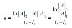 costante cinetica per le reazioni di primo ordine