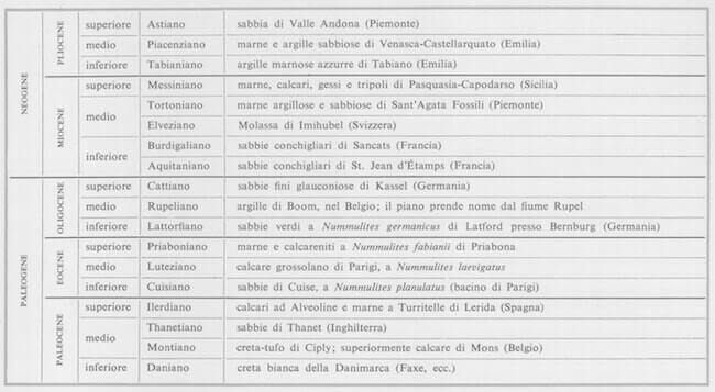 Suddivisione del Cenozoico 