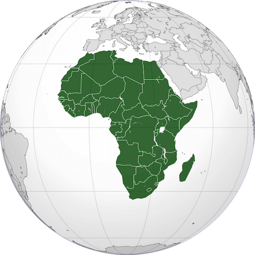 Posizione dell'Africa nel Mondo