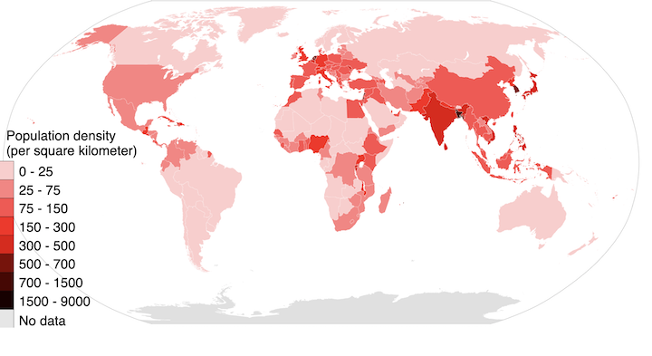 Stati del mondo per densità di popolazione