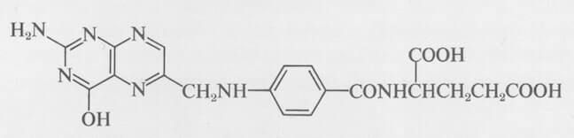 Struttura chimica dell'acido folico