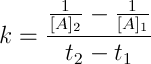 calcolo k per reazioni di secondo ordine