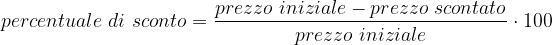 Formula della percentuale di sconto