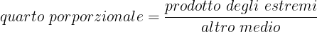 Formula 1 per il calcolo del quarto proporzionale