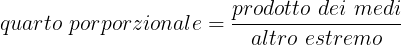 Formula 2 per il calcolo del quarto proporzionale