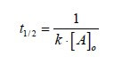 tempo di dimezzamento per reazioni di secondo ordine