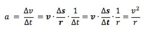 calcolo dell'accelerazione centripeta