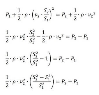 formule per il calcolo dell'effetto venturi