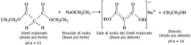 deprotonazione dell'estere malonico