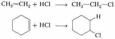 esempi di addizione di acidi HZ ad alcheni