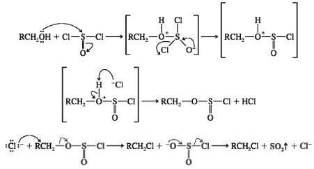 reazione degli alcoli con cloruro di tionile