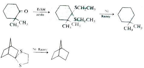 riduzione del gruppo carbonilico tramite nichel raney