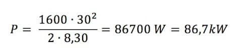 calcolo della potenza di un motore: sostituzione dati