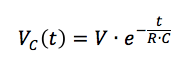 Legge matematica che esprime la tensione ai capi del condensatore in funzione del tempo