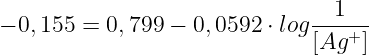 -0,155 = 0,799 - 0,0592 x log(1/[Ag+]