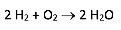 Reazione tra idrogeno, ossigeno e acqua bilanciata